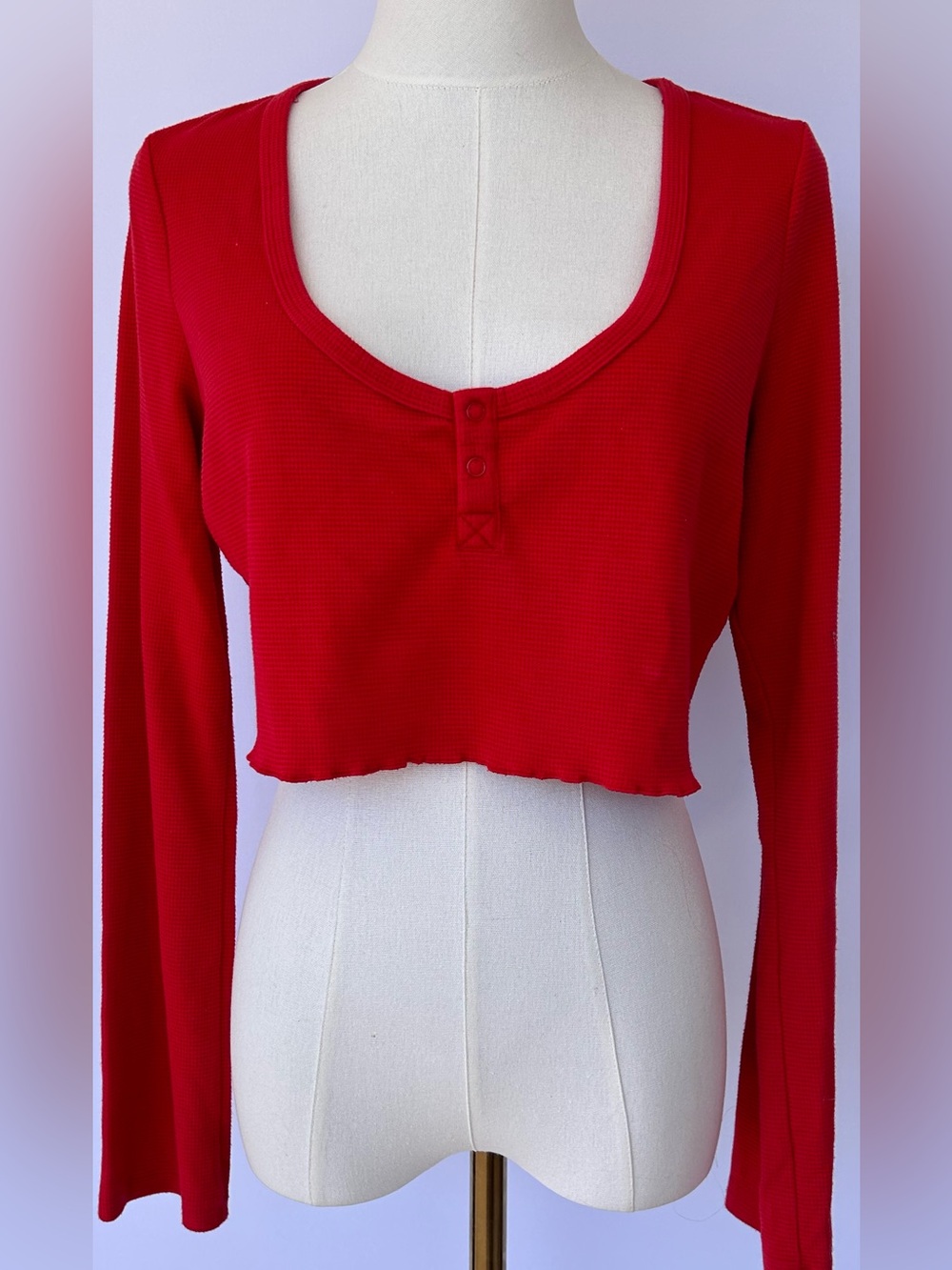 Savage X Fenty Women’s Midnight Cruise Long Sleeve Crop Top In Goji Berry 8-10